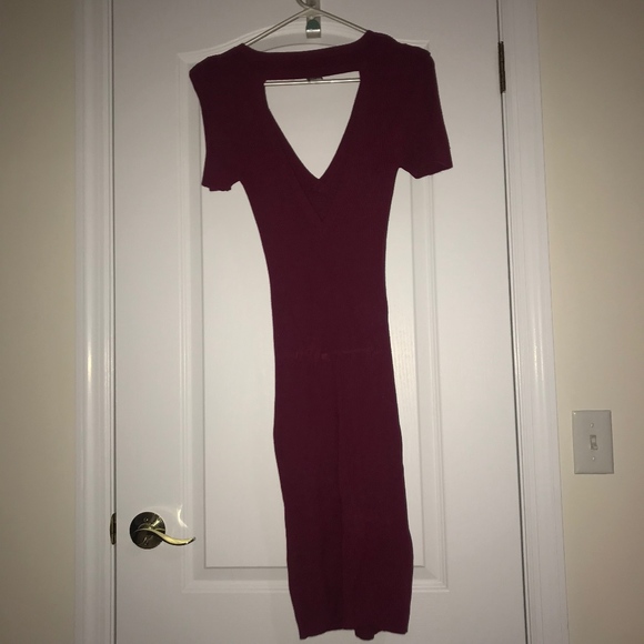Red Open Back Sweater Dress - Picture 4 of 4